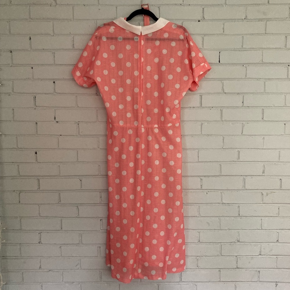 1980’s Peachy Pink Polka Dot Dress - Picture 5 of 6